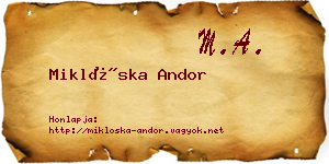 Miklóska Andor névjegykártya